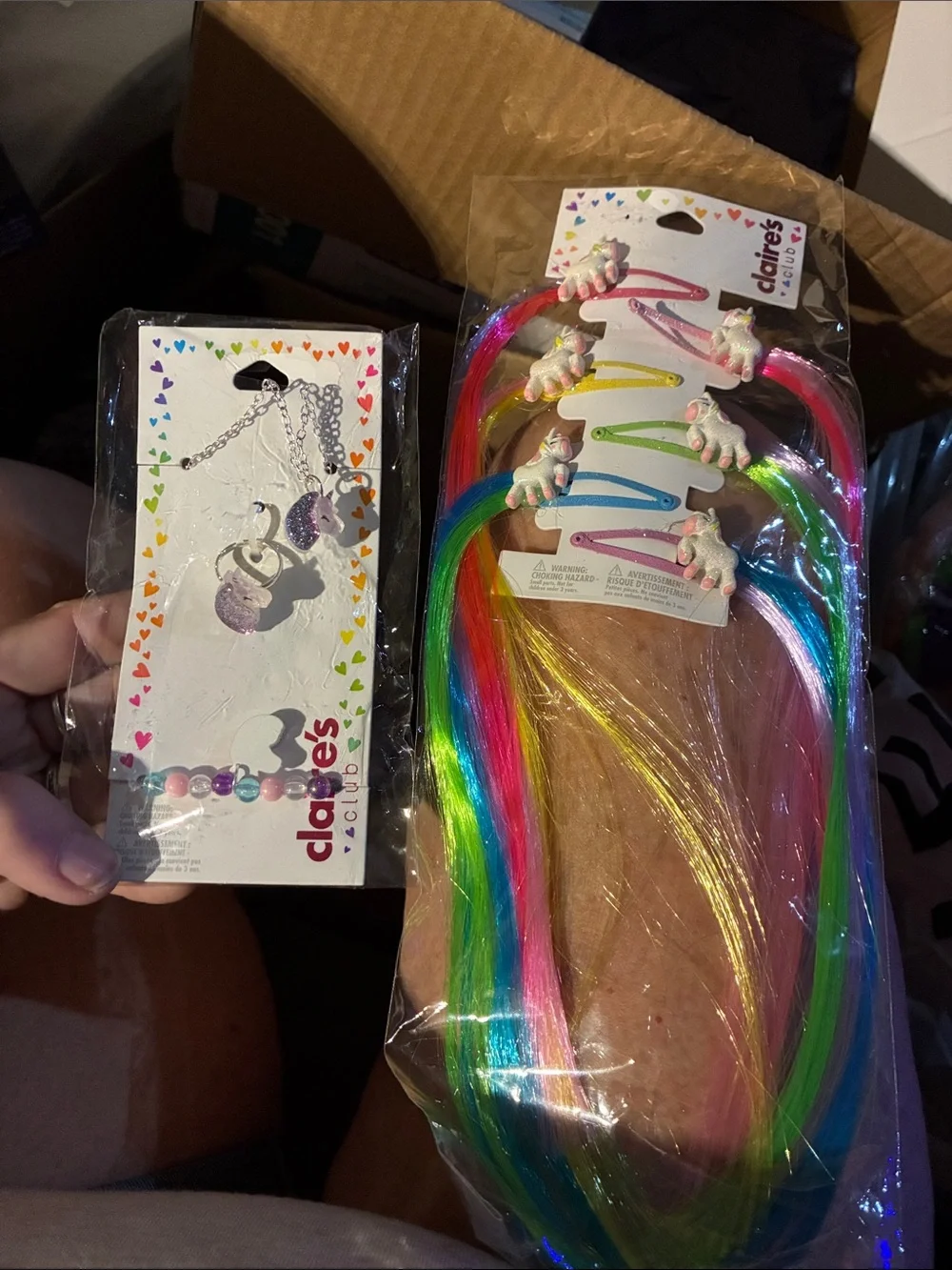 Claire's Rainbow Hair Clips & Unicorn Necklace Set
